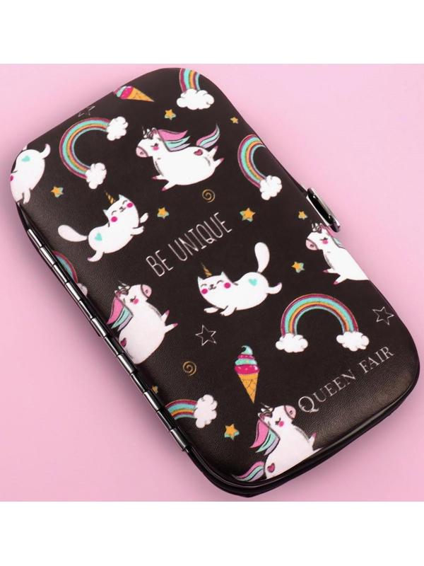 Набор маникюрный «Тренд», 6 предметов, в футляре, в PVC - чехле, цвет чёрный