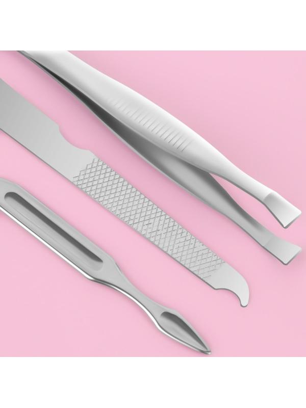 Набор маникюрный «Тренд», 6 предметов, в футляре, в PVC - чехле, цвет чёрный