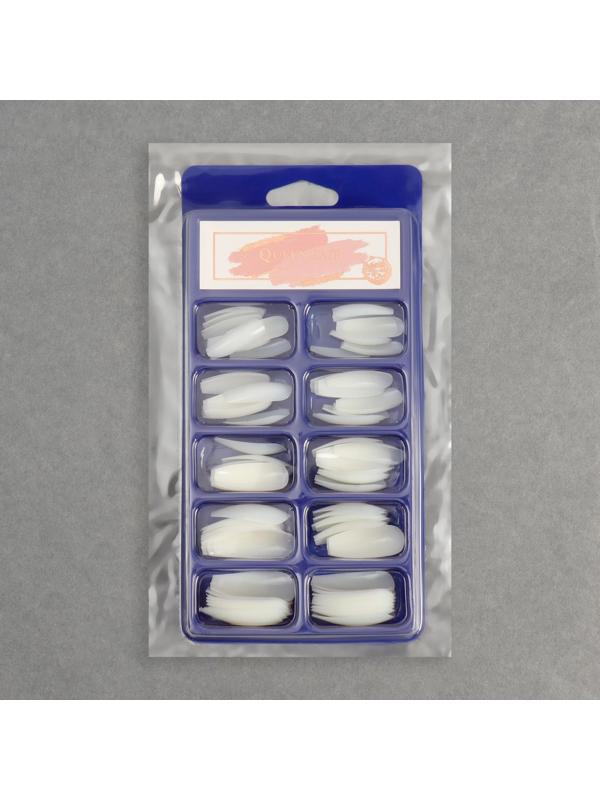 Типсы для ногтей, 100 шт, форма балерина, полное покрытие, контейнере, цвет бежевый