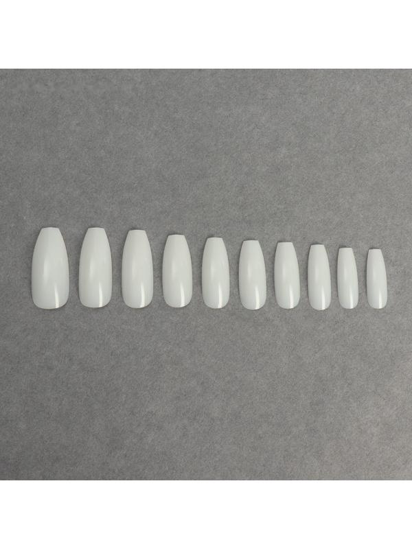 Типсы для ногтей, 100 шт, форма балерина, полное покрытие, контейнере, цвет бежевый