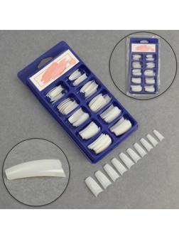 Типсы для ногтей, 100 шт, форма квадрат, короткая контактная зона, в контейнере, цвет бежевый