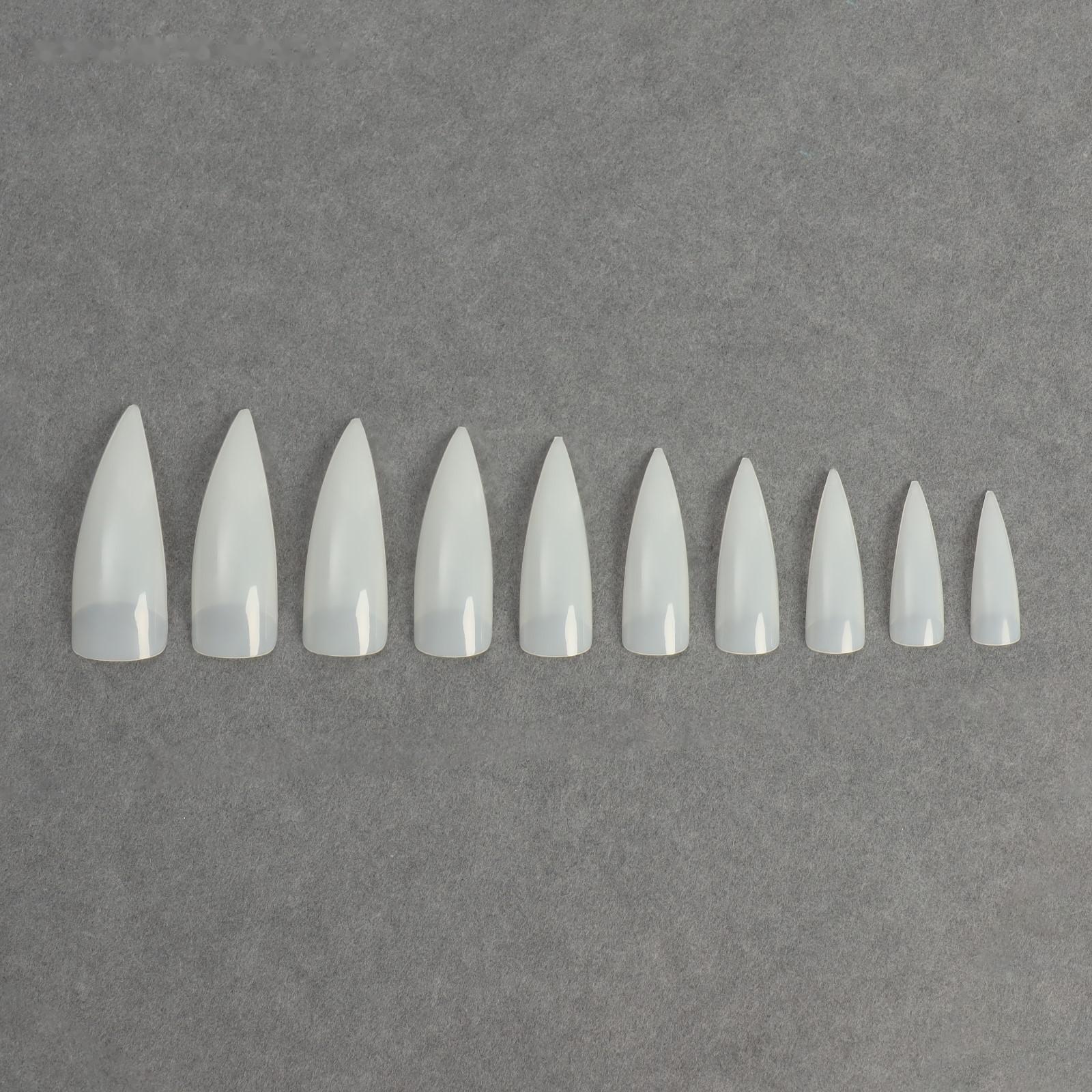 Типсы для ногтей, 100 шт, форма стилет, короткая контактная зона, в контейнере, цвет бежевый