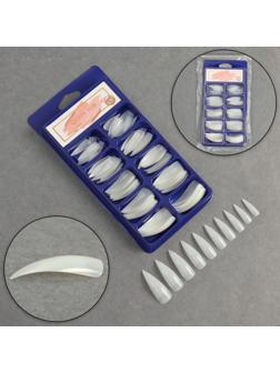 Типсы для ногтей, 100 шт, форма стилет, короткая контактная зона, в контейнере, цвет бежевый