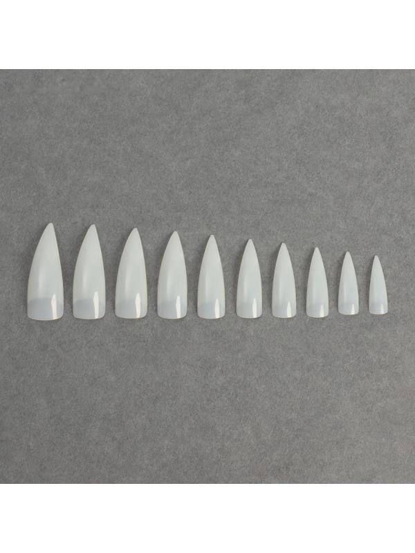 Типсы для ногтей, 100 шт, форма стилет, короткая контактная зона, в контейнере, цвет бежевый