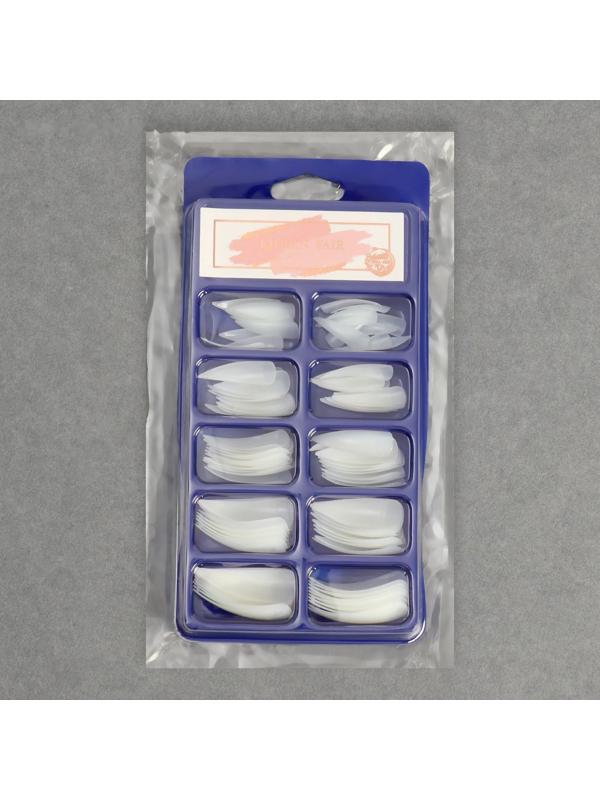 Типсы для ногтей, 100 шт, форма стилет, короткая контактная зона, в контейнере, цвет бежевый