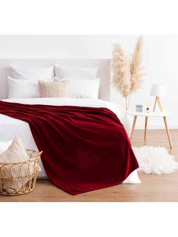 Плед Этель 150*200 см, цв. бордовый, 100% п/э, корал-флис , 220 гр/м2
