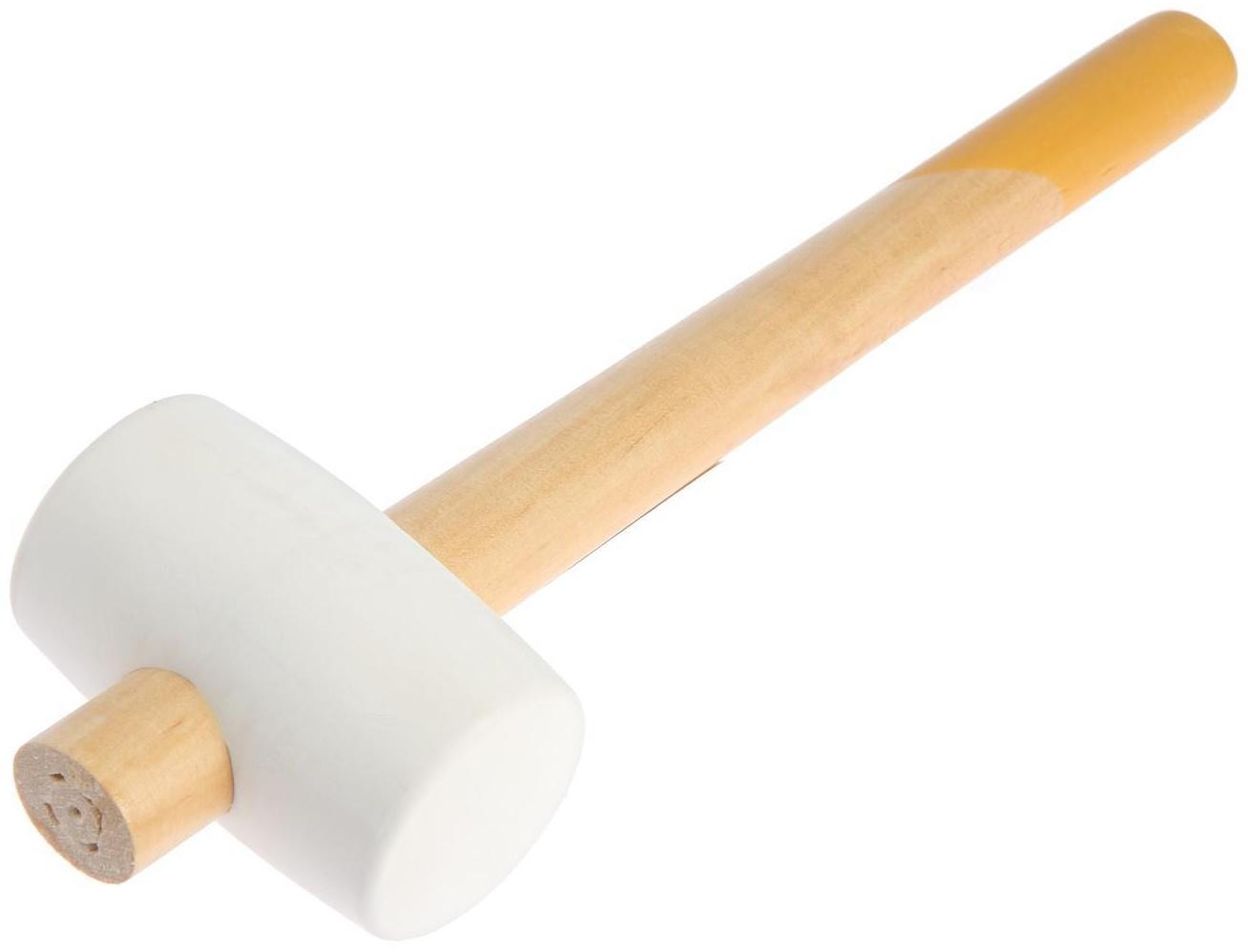 Киянка ТУНДРА, деревянная рукоятка, белая резина, 55 мм, 400 г
