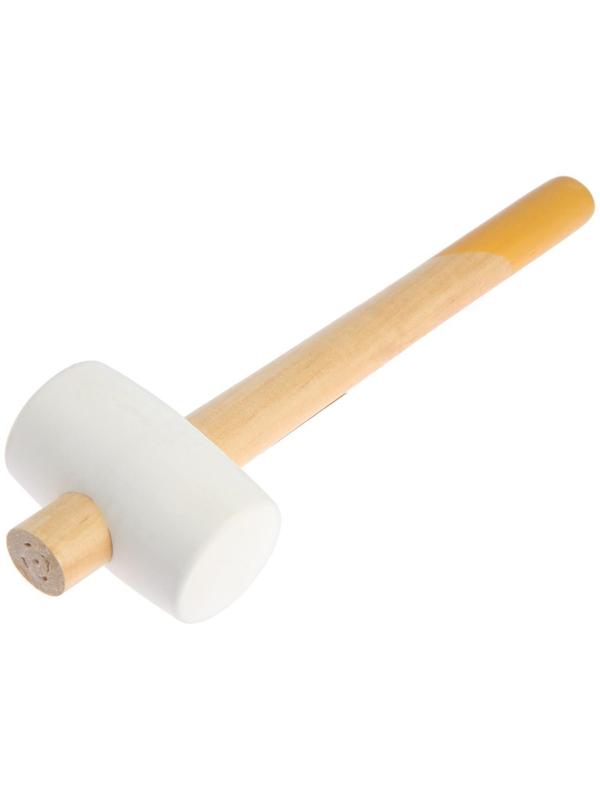 Киянка ТУНДРА, деревянная рукоятка, белая резина, 55 мм, 400 г