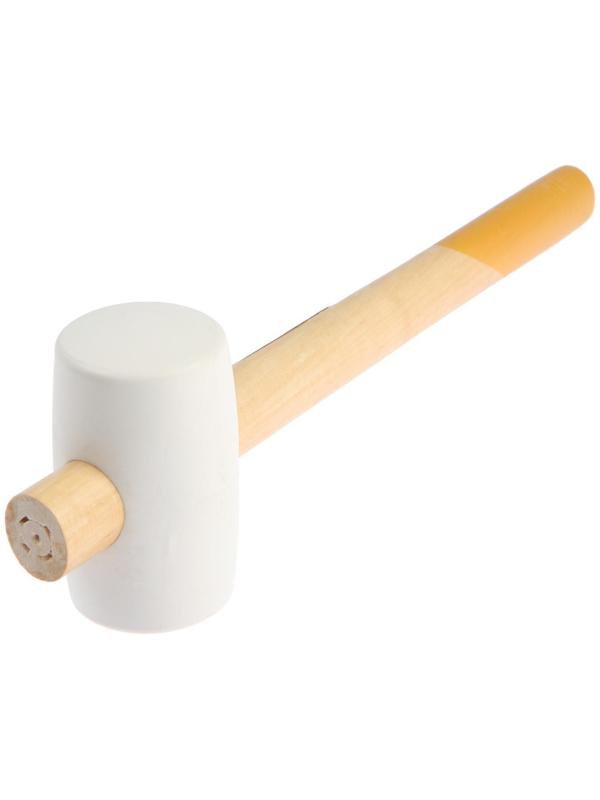 Киянка ТУНДРА, деревянная рукоятка, белая резина, 55 мм, 400 г