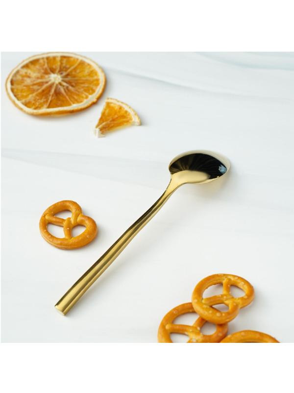 Ложка чайная из нержавеющей стали Magistro Kolos, h=14 см, цвет золотой