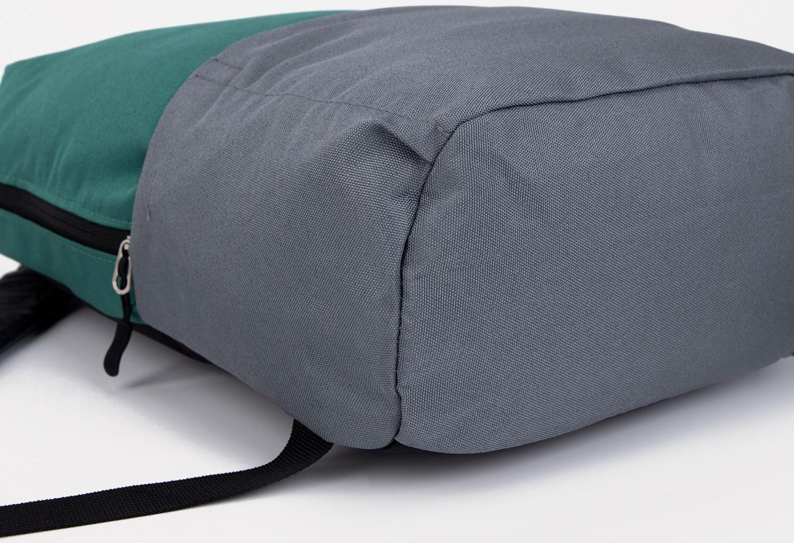 Рюкзак текстильный с карманом, серый/зеленый, 22х13х30 см