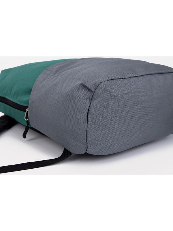 Рюкзак текстильный с карманом, серый/зеленый, 22х13х30 см