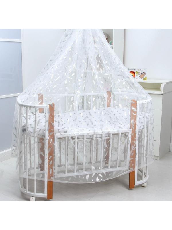 Балдахин для детской кроватки «Перья», без основания, р-р 165х500 см, цвет белый