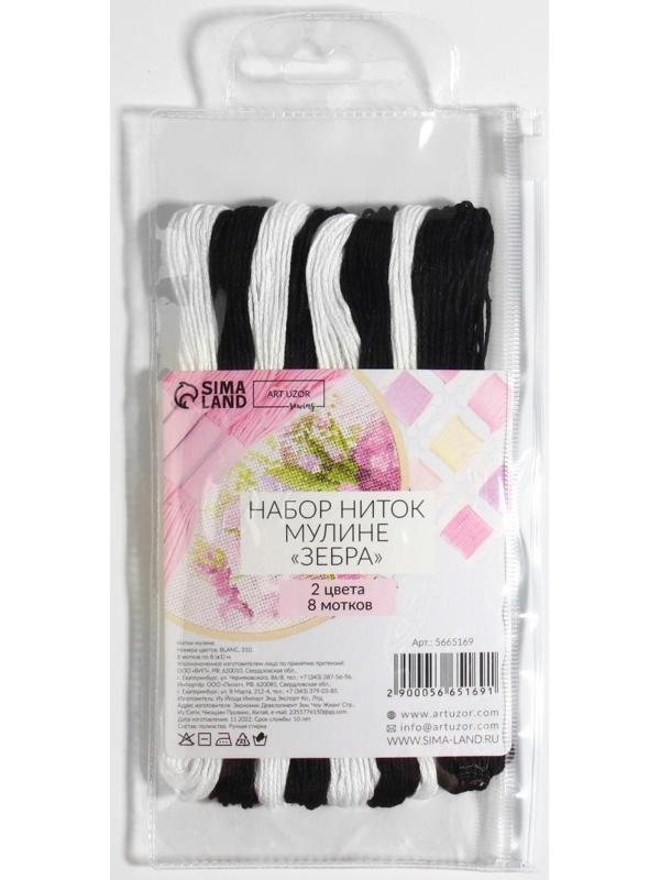 Набор ниток мулине «Зебра», 8 ± 1 м, 8 шт