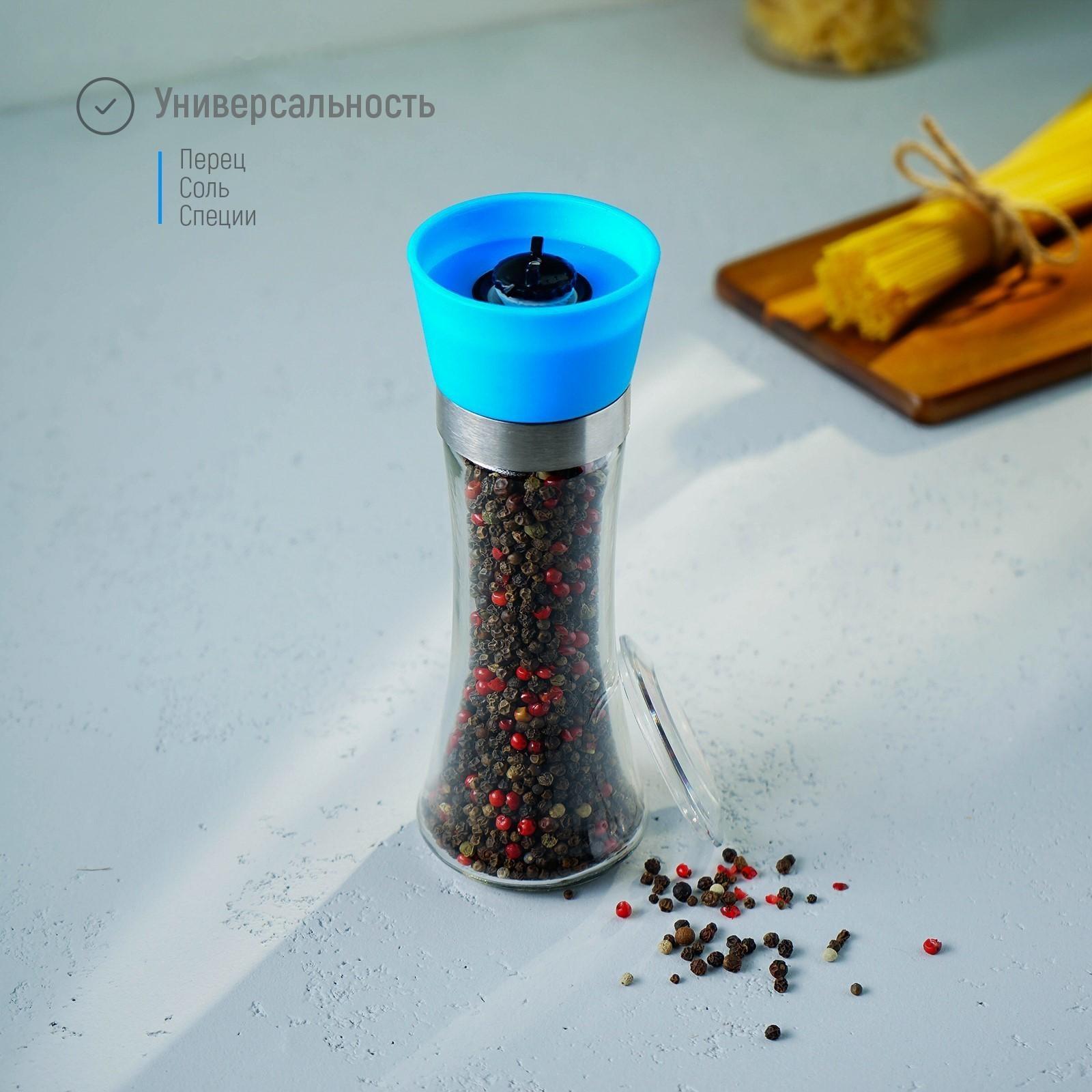 Мельница для специй «Модерн», 6,5×6,5×18,8 см, 200 мл, цвет синий