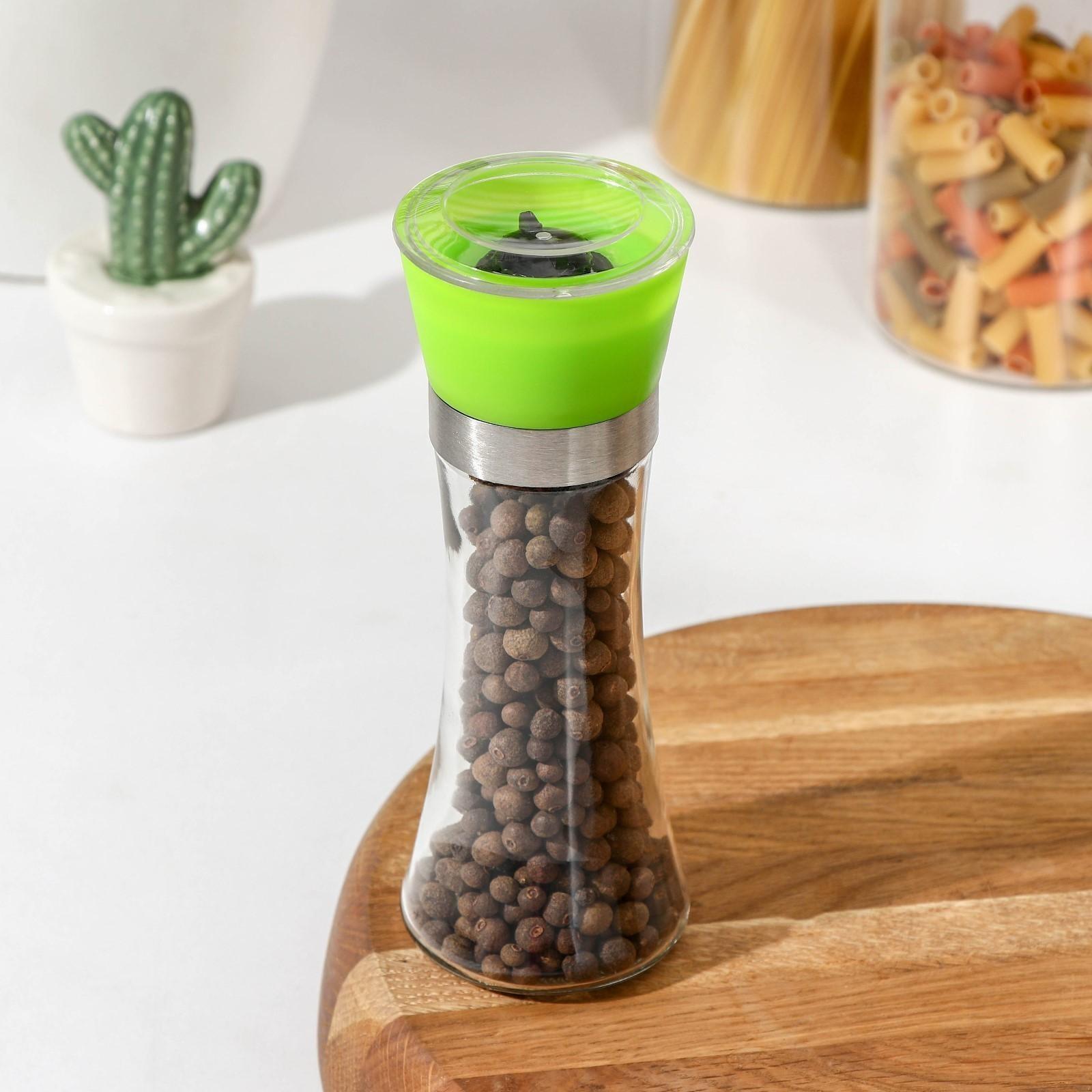 Мельница для специй «Модерн», 6,5×6,5×18,8 см, 200 мл, цвет зелёный