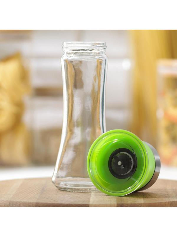 Мельница для специй «Модерн», 6,5×6,5×18,8 см, 200 мл, цвет зелёный