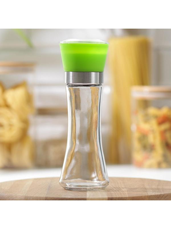 Мельница для специй «Модерн», 6,5×6,5×18,8 см, 200 мл, цвет зелёный