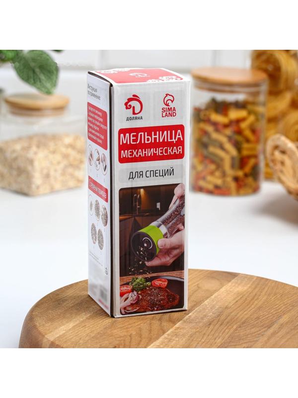Мельница для специй «Модерн», 6,5×6,5×18,8 см, 200 мл, цвет зелёный