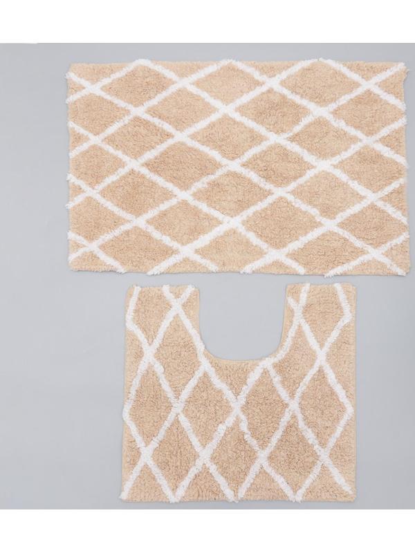 Набор ковриков для ванны AntiSlip, 2 шт: 50×80 см, 50×50 см, 100% хлопок, цвет бежевый
