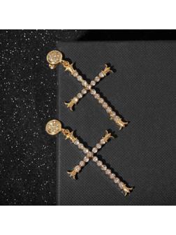 Серьги висячие со стразами 