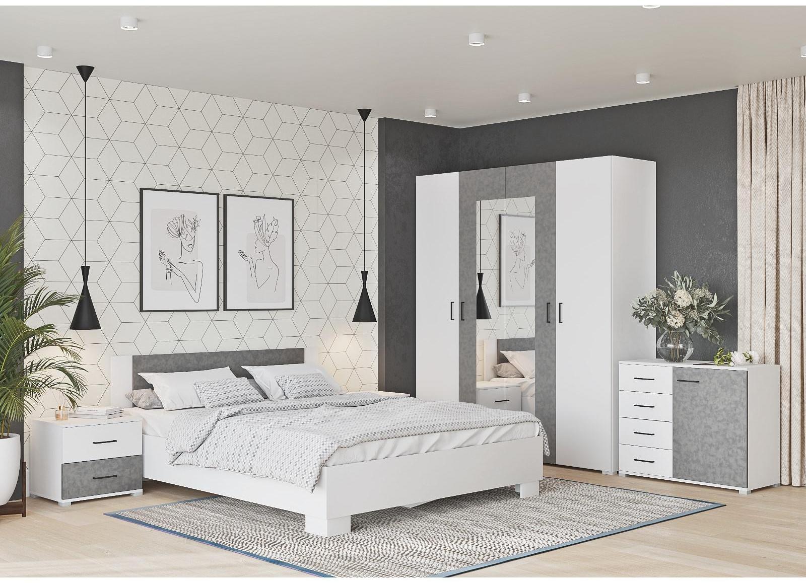 Комод Nova, 900х410х742, Белый/Бетон