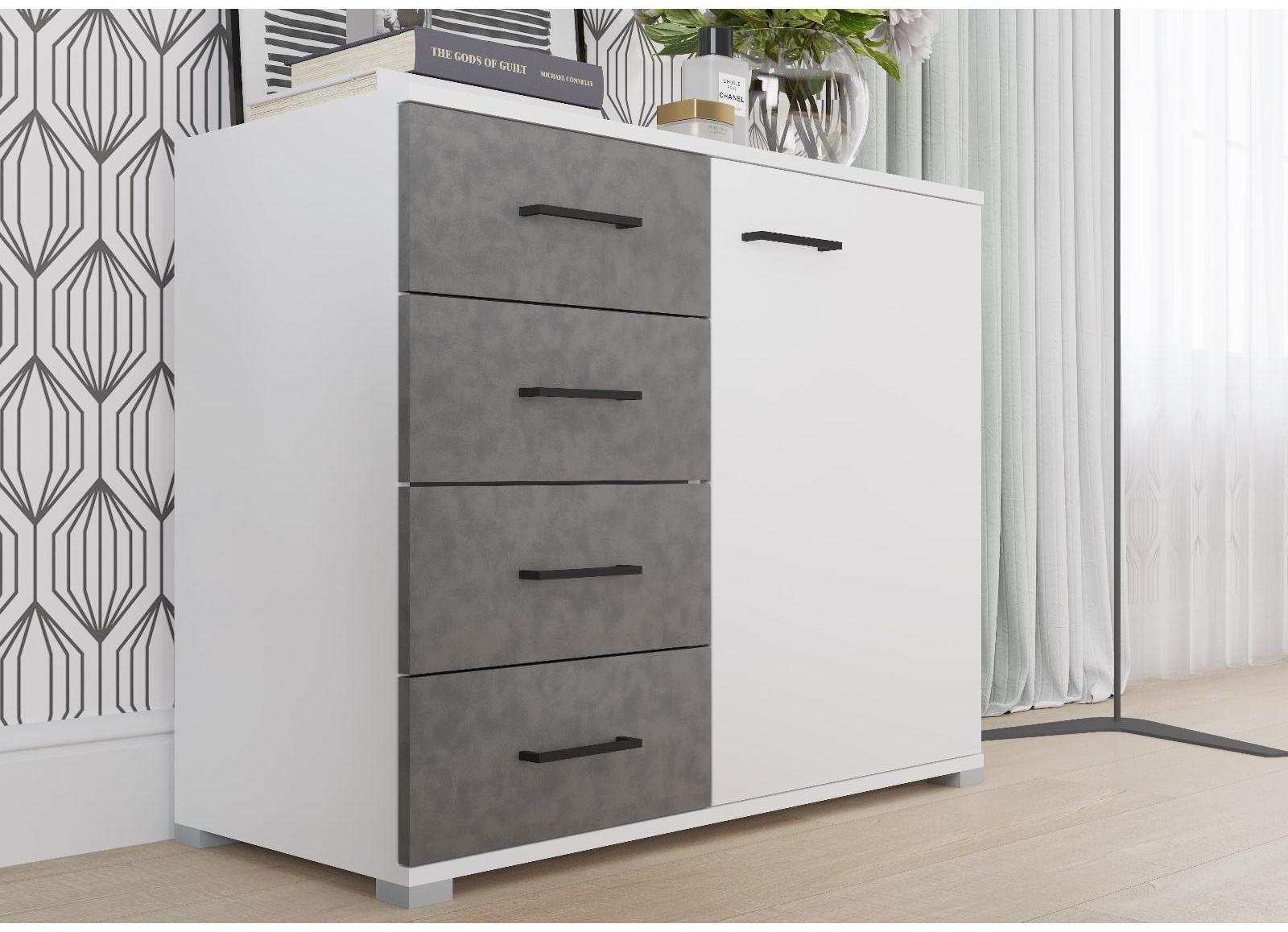 Комод Nova, 900х410х742, Белый/Бетон