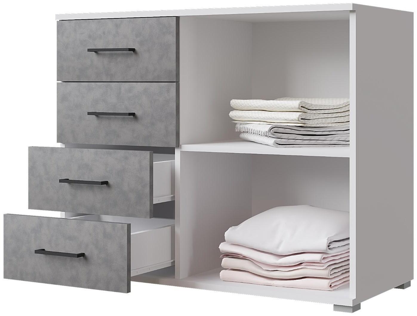 Комод Nova, 900х410х742, Белый/Бетон