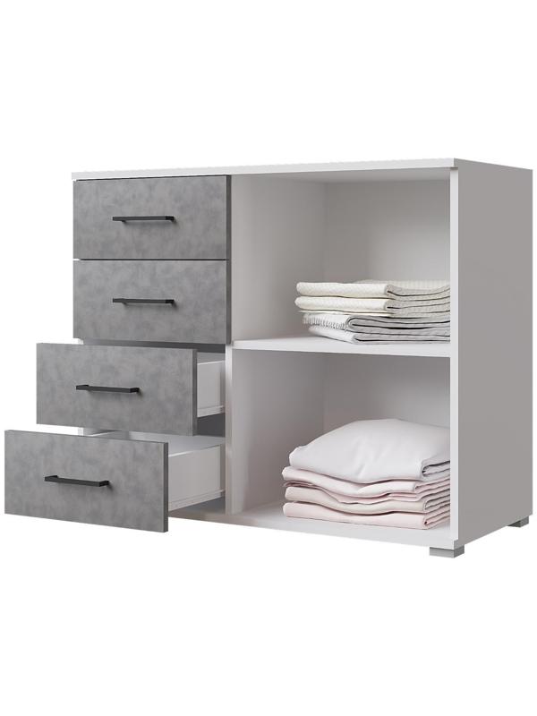 Комод Nova, 900х410х742, Белый/Бетон