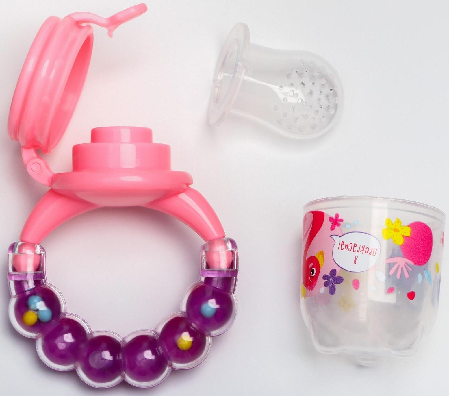 Ниблер для прикорма «Фламинго», с силиконовой сеточкой, розовый, р-р сеточки М