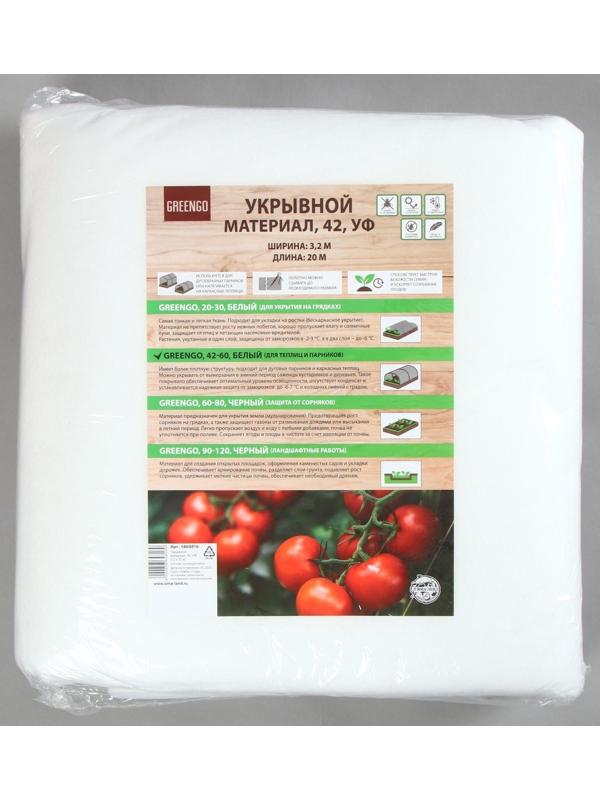 Материал укрывной, 20 × 3.2 м, плотность 42 г/м², с УФ-стабилизатором, белый, Greengo, Эконом 20%
