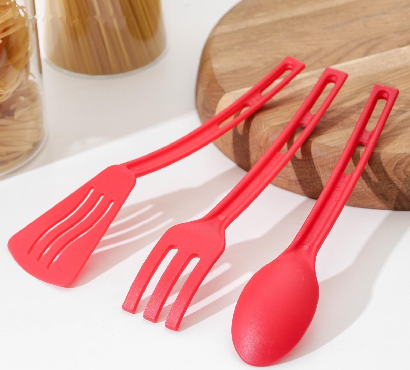 Набор кухонных принадлежностей Доляна «Глори», 3 шт, цвет красный