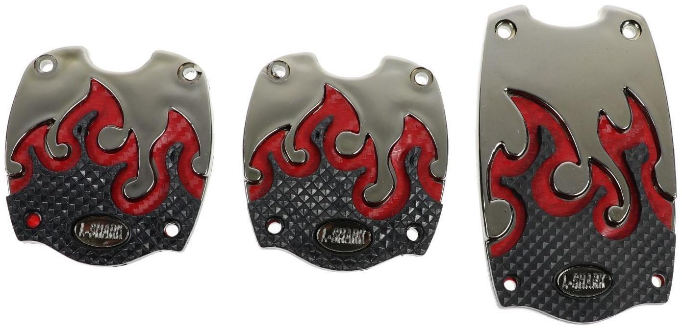 Накладки на педали Cartage, антискользящие, набор 3 шт, красный