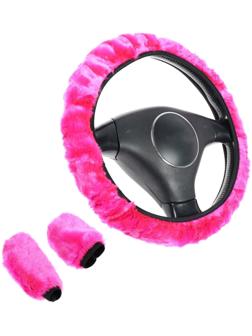 Оплетка, чехол кпп, чехол ручника, мультиразмерный, розовый, набор 3 шт