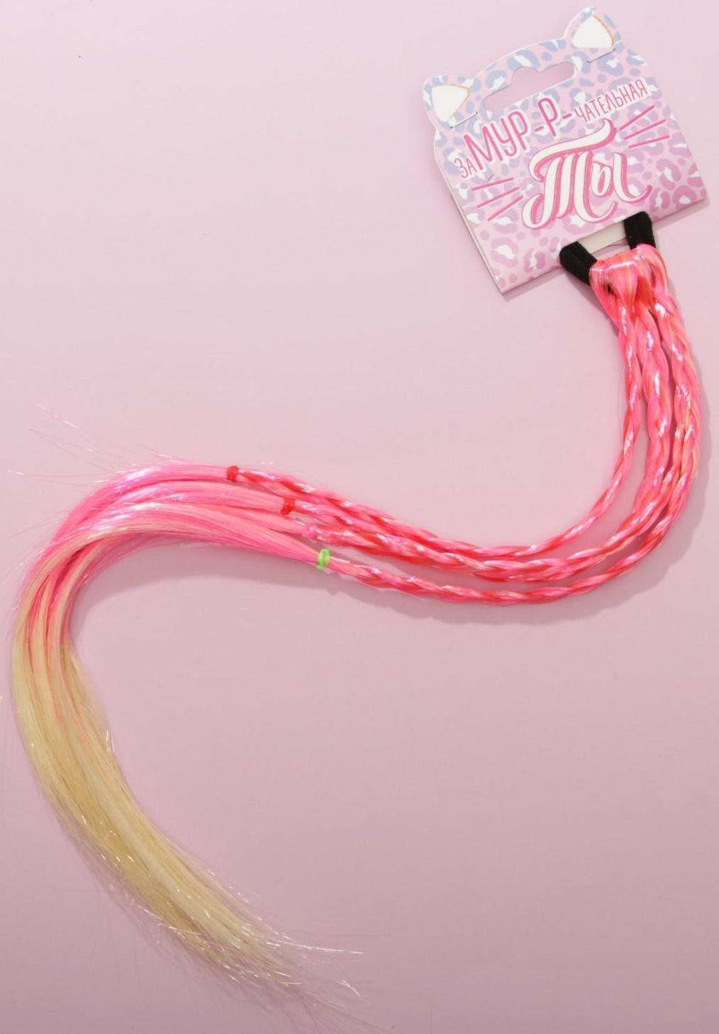 Цветные косички для волос «Замур-р-чательная ты», на резинке