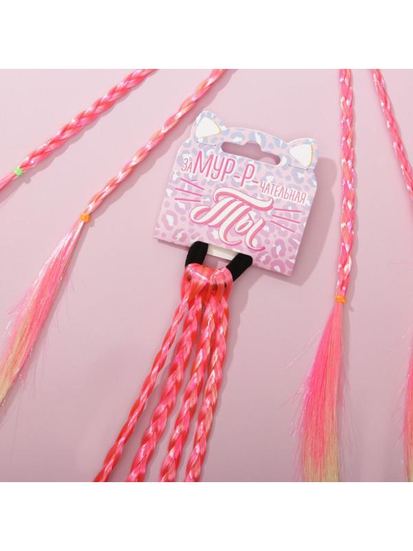 Цветные косички для волос «Замур-р-чательная ты», на резинке