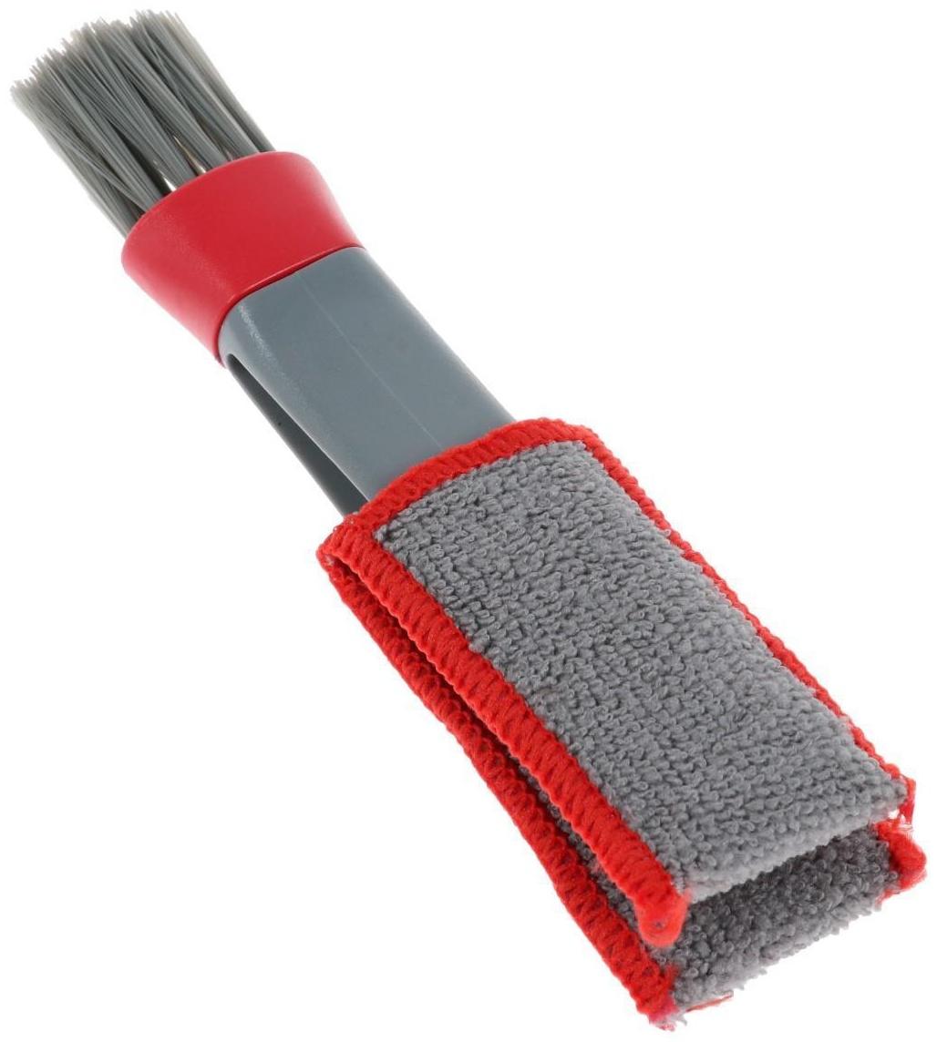 Щетка для чистки труднодоступных мест в салоне авто, 18 см, серо-красный