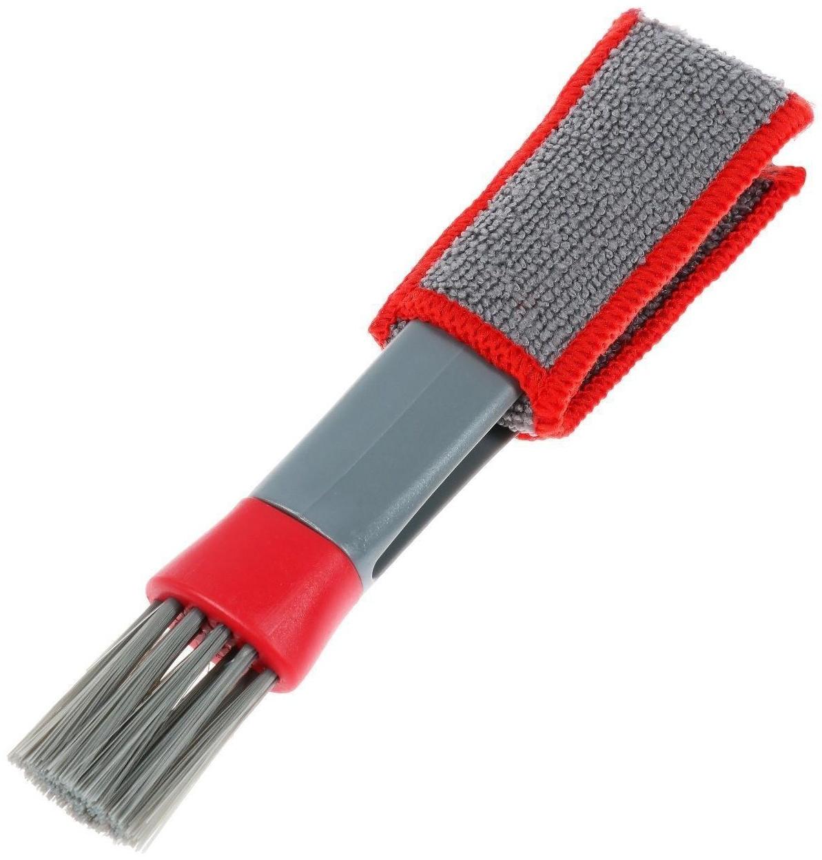 Щетка для чистки труднодоступных мест в салоне авто, 18 см, серо-красный