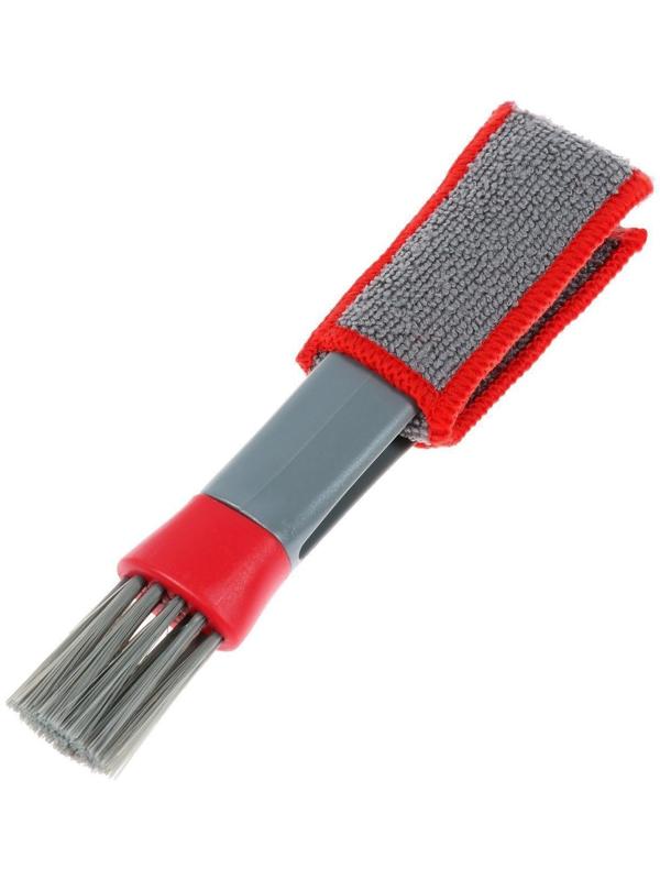 Щетка для чистки труднодоступных мест в салоне авто, 18 см, серо-красный