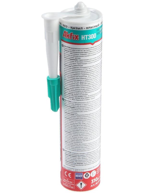 Герметик силиконовый Akfix НТ300, термостойкий, красный, 310 мл