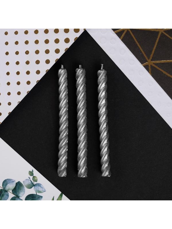 Набор свечей в торт, серебряные, 16 шт.