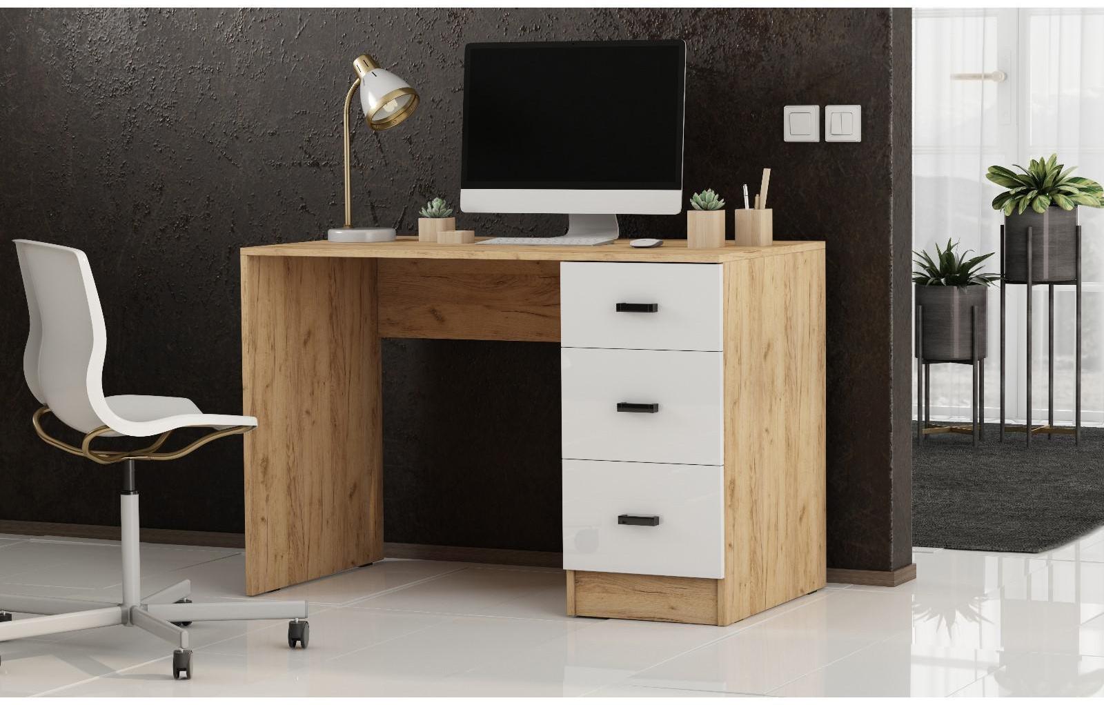 Стол письменный СТАНДАРТ 1100х750х590 Дуб Вотан/Белый глянец