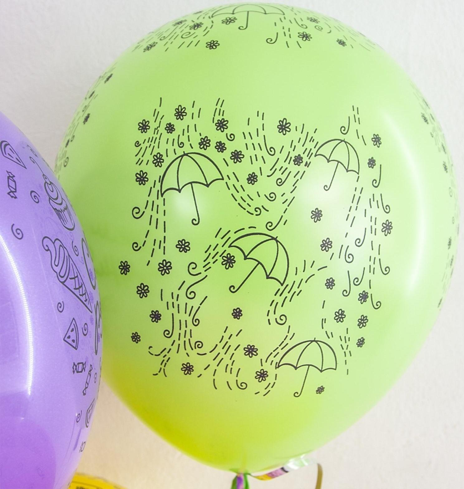 Шар латексный 12'' «С днём рождения! Модный паттерн», пастель, 5-сторонний, набор 25 шт., МИКС