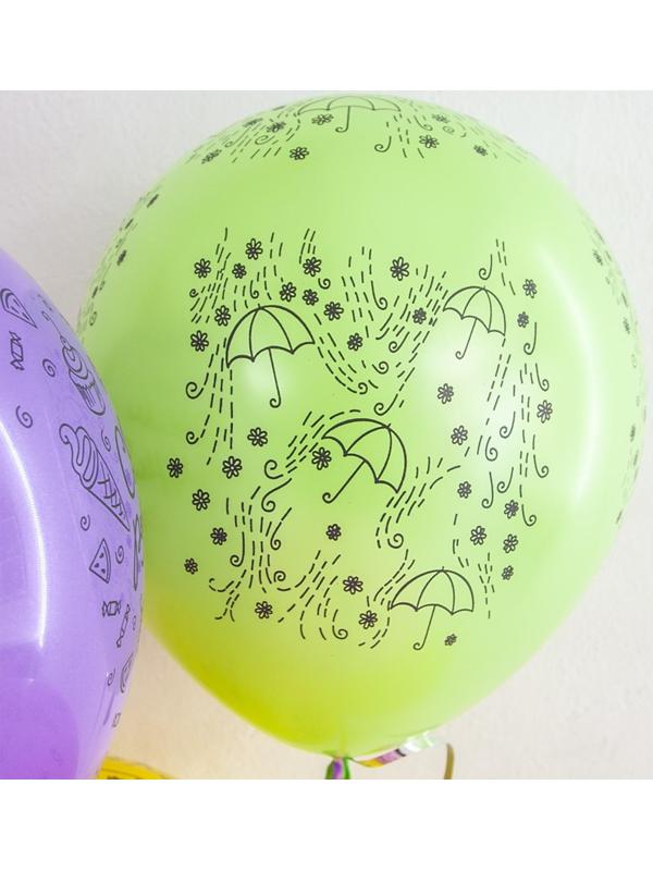 Шар латексный 12'' «С днём рождения! Модный паттерн», пастель, 5-сторонний, набор 25 шт., МИКС