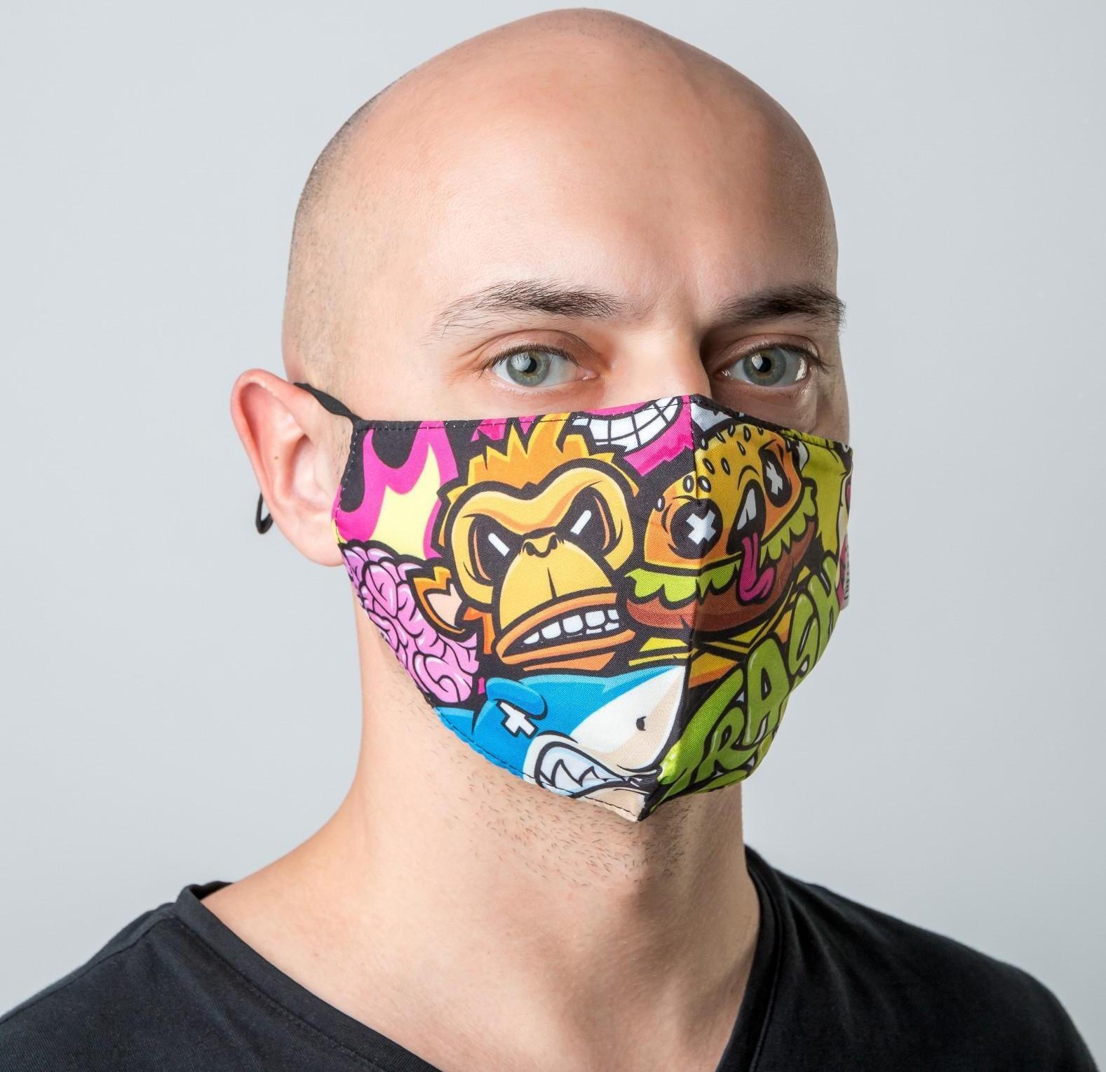 Маска тканевая с регулирующимися завязками, защитная TRASH