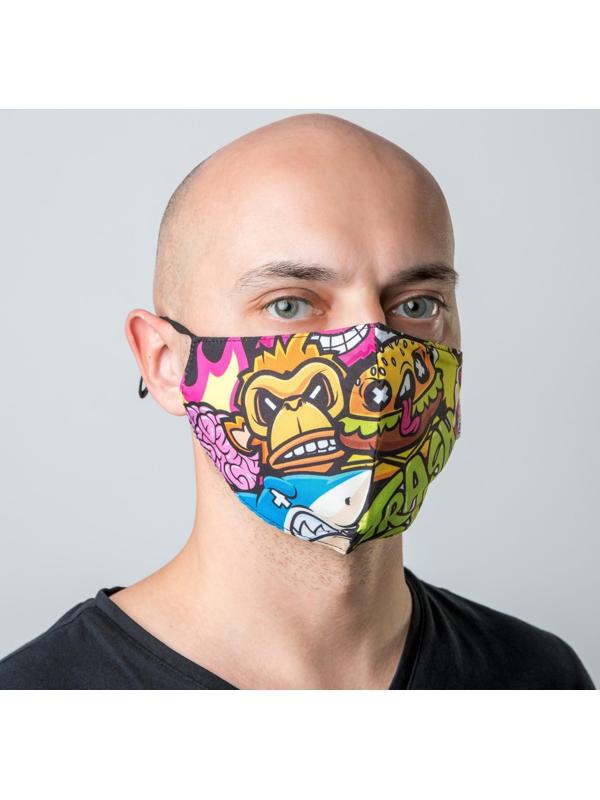 Маска тканевая с регулирующимися завязками, защитная TRASH