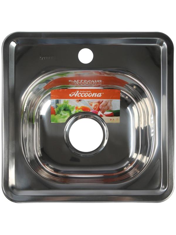 Мойка кухонная Accoona AB3838, врезная, толщина 0.6 мм, 380х380х165 мм, глянец