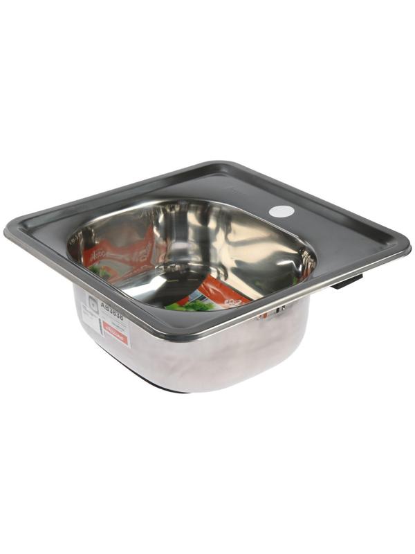 Мойка кухонная Accoona AB3838, врезная, толщина 0.6 мм, 380х380х165 мм, глянец