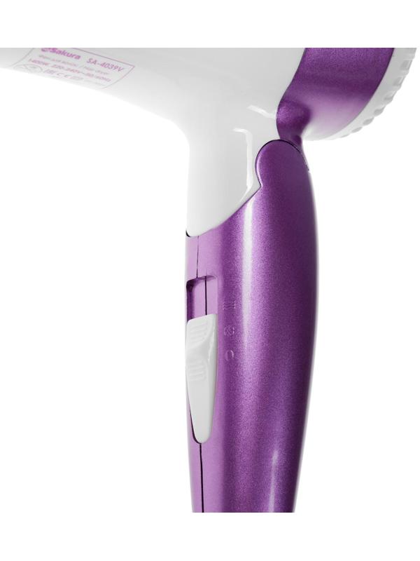 Фен Sakura SA-4039V, 1400 Вт, 1 скорость, 2 температурных режима, бело-фиолетовый