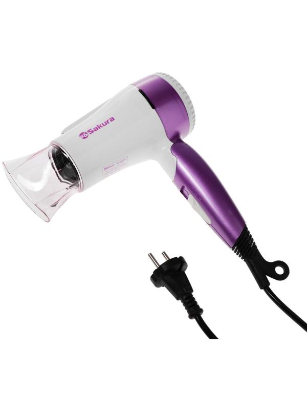 Фен Sakura SA-4039V, 1400 Вт, 1 скорость, 2 температурных режима, бело-фиолетовый